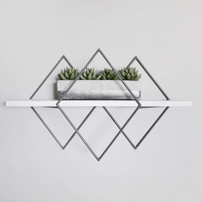 Geometric Diamond Wall Mounted Metal Floating Organizer Shelf