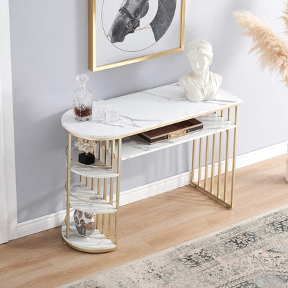 Vinita Console Table for Entryway Gold Entryway Table with Storage